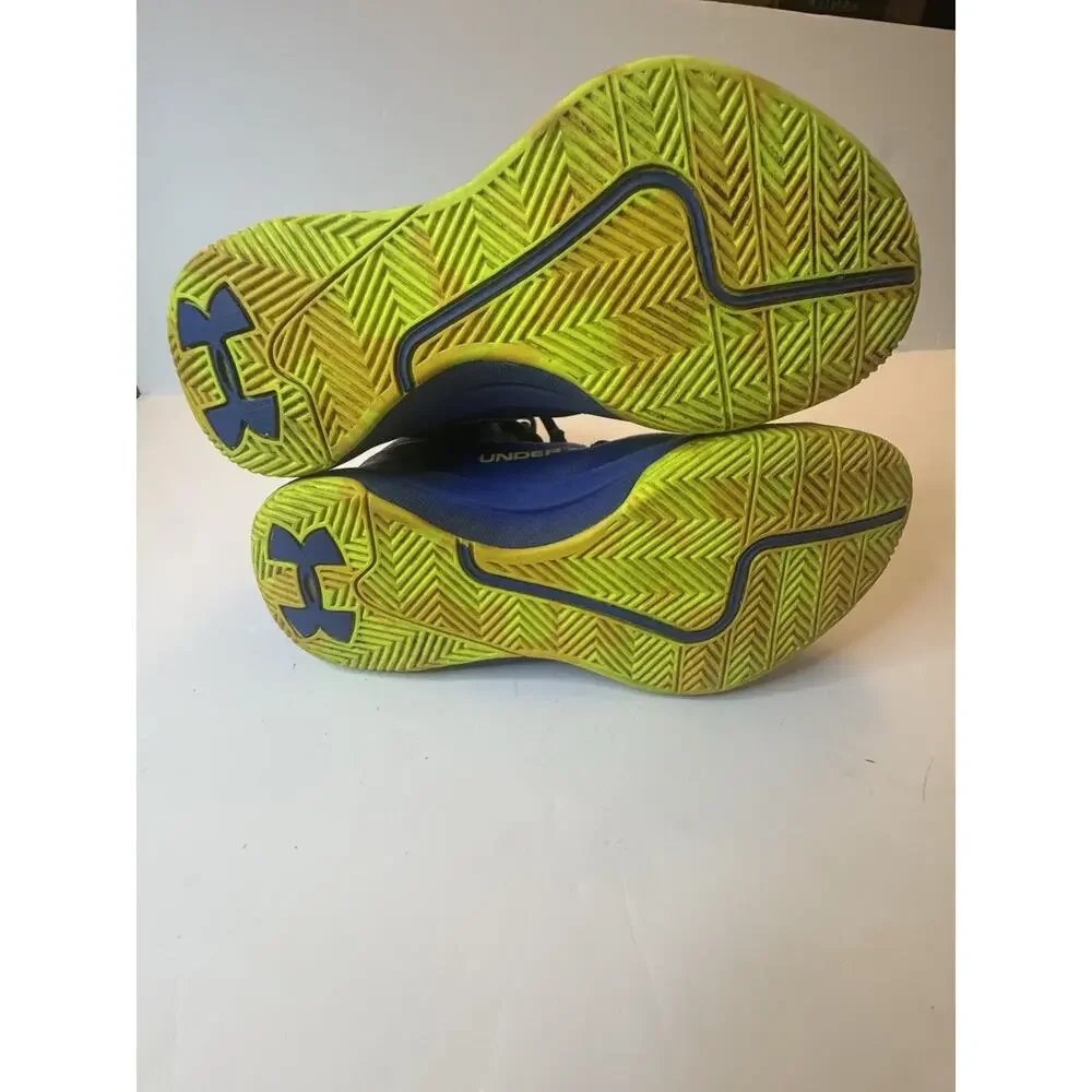 Under Armour Kids Basketball Shoes Blue Black Volt Size 5Y Lace Up